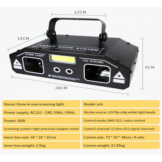 3 in 1 Laser Scanning Lamp Projector